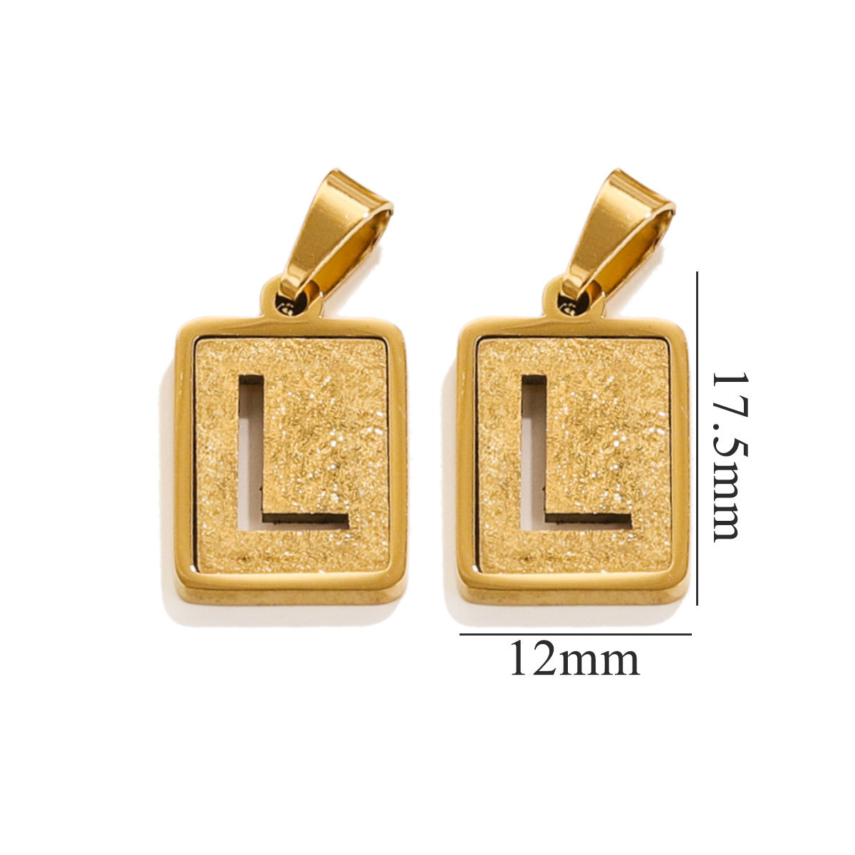 Gold color / 1 Piece Simple Fashionable Style Square Letter L Shape Titanium Steel  Gold Color Unisex Pendant Picture12